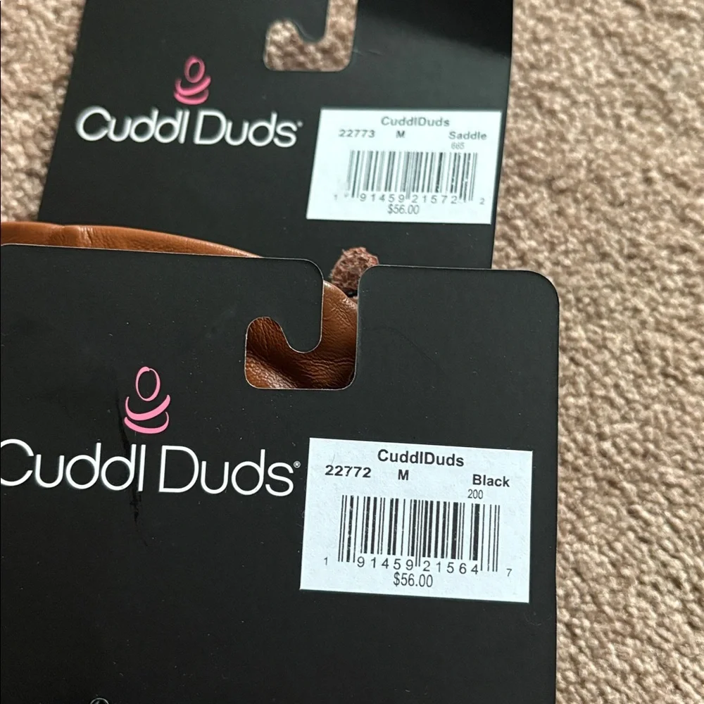 Cuddl Duds set of 2 leather gloves medium NWT